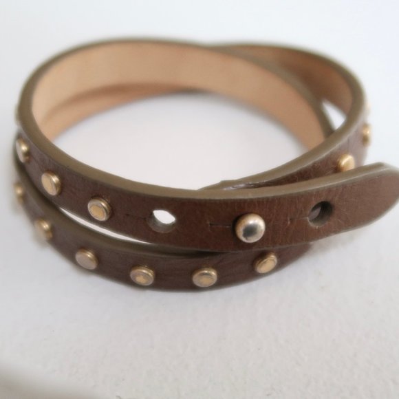 J CREW double wrap leather bracelet w studs #32898 - Picture 5 of 7